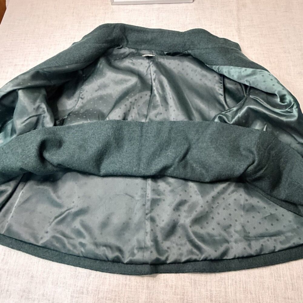 Chico's Sz 2 (12) Emerald Green Wool Poncho Jacket Blazer Hidden Buttons EUC - Picture 9 of 10